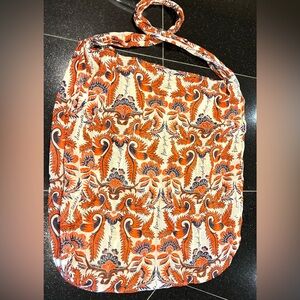 Free People Reusable Linen Blend Tote Orange Blue Paisley Boho